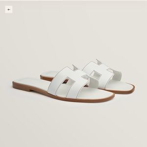 Hermes White Oran Sandals